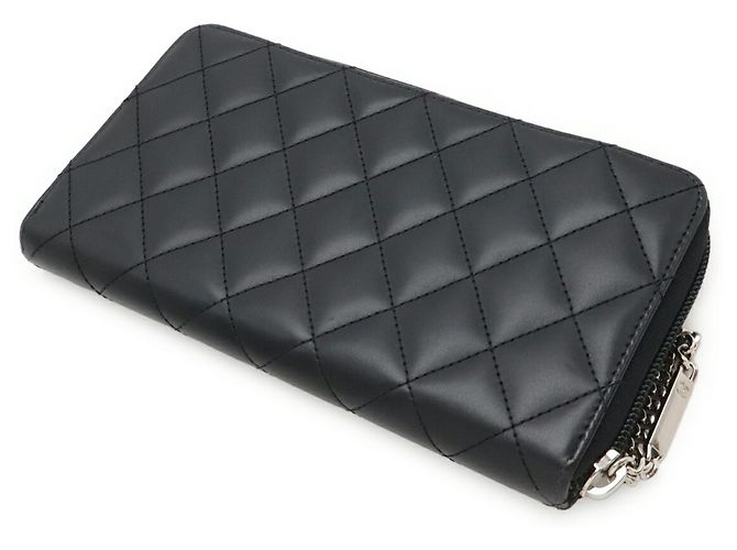 CHANEL Cambon Line Coco Mark Round Long Wallet, Weiches Kalbsleder, Emaille, Black/Pink, - Ansicht 3
