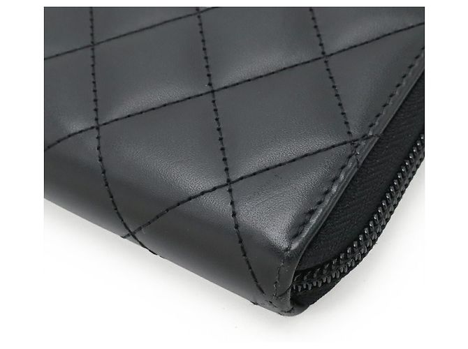 CHANEL Cambon Line Coco Mark Round Long Wallet, Weiches Kalbsleder, Emaille, Black/Pink, - Ansicht 4