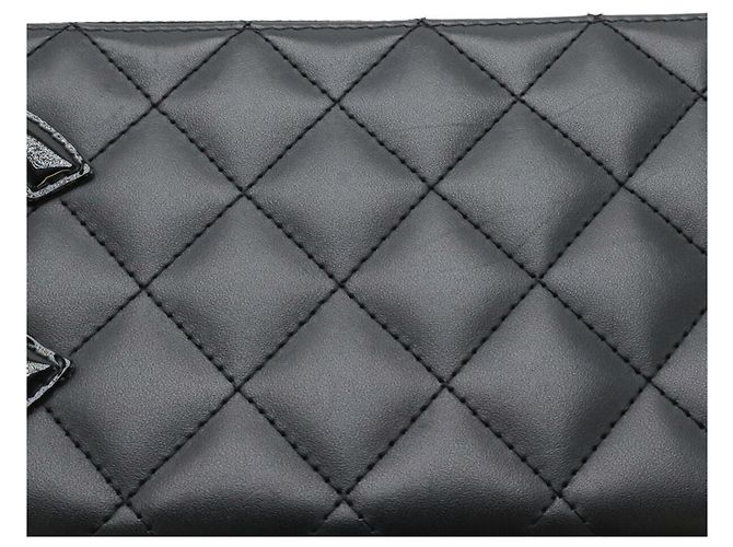 CHANEL Cambon Line Coco Mark Round Long Wallet, Weiches Kalbsleder, Emaille, Black/Pink, - Ansicht 5