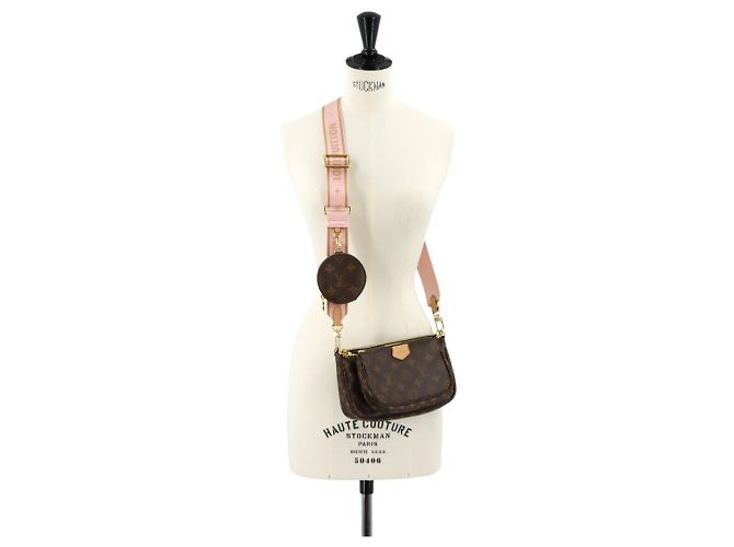 Borsa a tracolla Louis Vuitton Monogram Multi Pochette Accessoires Rose Clair Multicolore - vista 9
