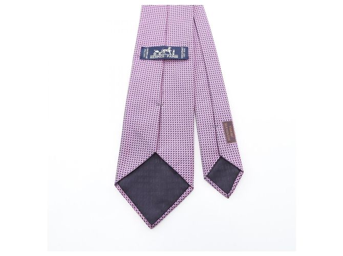 Hermès Cravatta HERMES con motivo over, seta, donna, rosa/blu navy - vista 3