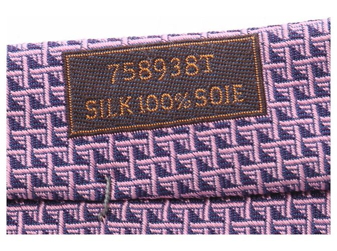 Hermès Cravatta HERMES con motivo over, seta, donna, rosa/blu navy - vista 5