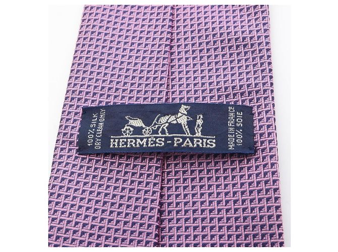 Hermès Cravatta HERMES con motivo over, seta, donna, rosa/blu navy - vista 6