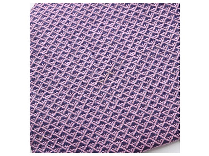 Hermès Cravatta HERMES con motivo over, seta, donna, rosa/blu navy - vista 7