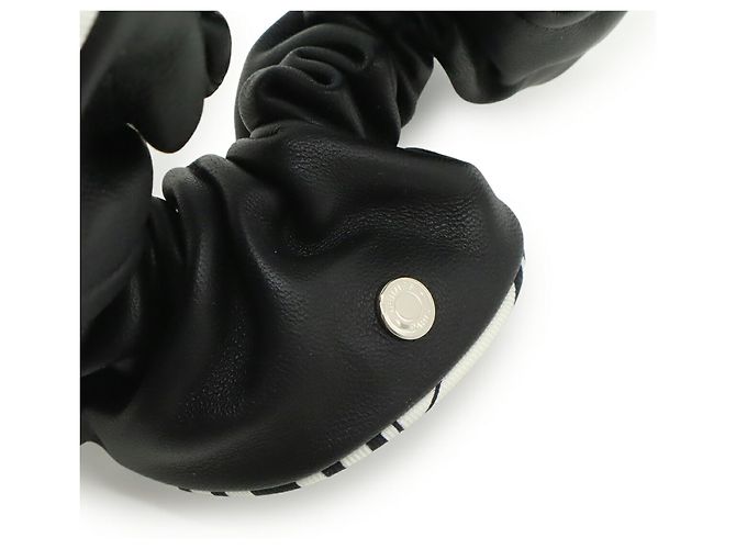 Trim Hermès Scrunchie Claudia HERMES, rifiniture in seta e pelle, Black, White Nero - vista 5