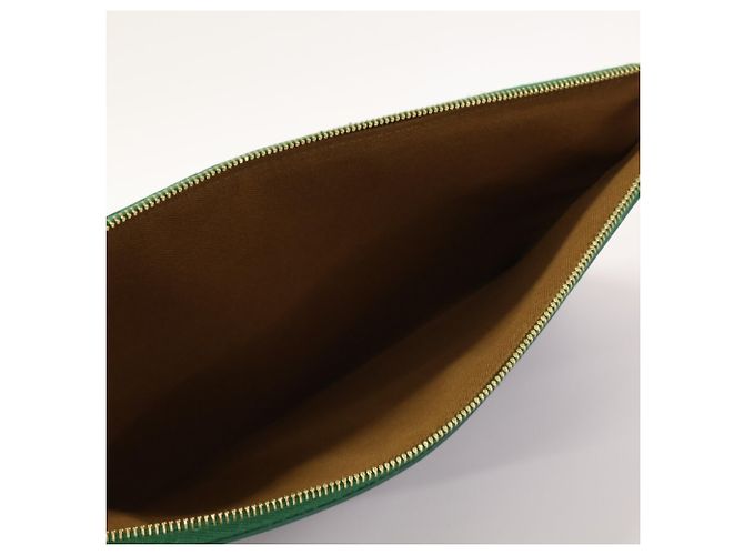 Céline Clutch Celine Triomphe Logo Print Marrone Nero Verde - vista 7