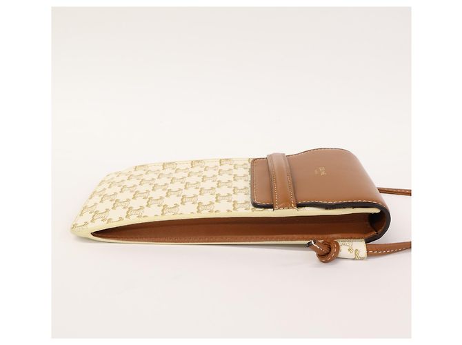 Céline Borsa a Spalla Pochette Mobile Triomphe Celine Marrone Bianco - vista 3