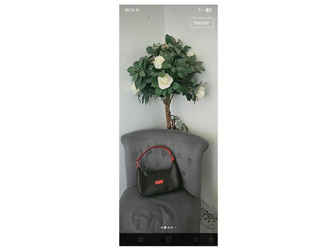 Longchamp Borsa a Tracolla in Tela Marrone e Pelle Rossa Rosso - vista 2