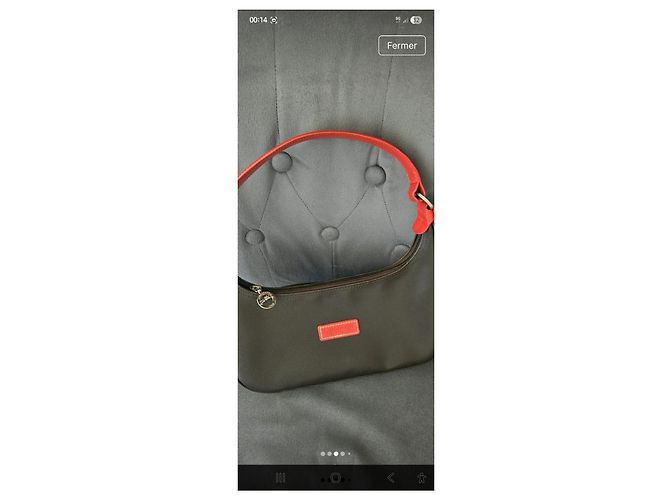 Longchamp Borsa a Tracolla in Tela Marrone e Pelle Rossa Rosso - vista 3