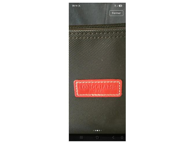 Longchamp Borsa a Tracolla in Tela Marrone e Pelle Rossa Rosso - vista 4