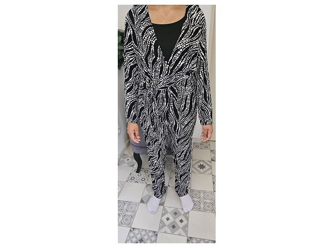 The Kooples gemusterter Jumpsuit Schwarz Weiß - Ansicht 3