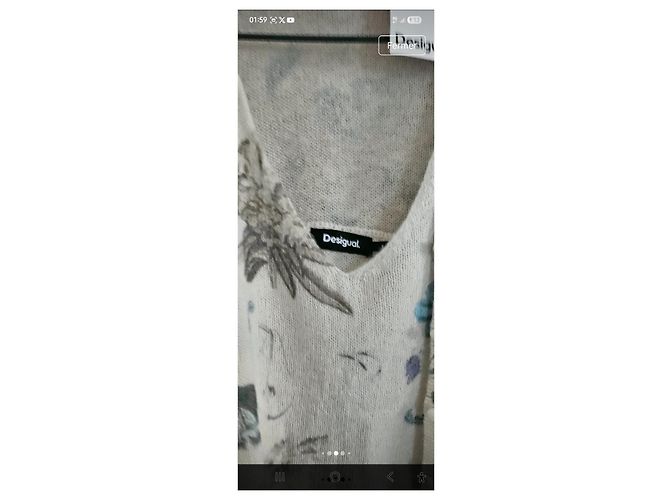 Desigual Twinset Strickjacke und Top mit Blumenmuster Weiß Blau Grau - Ansicht 5