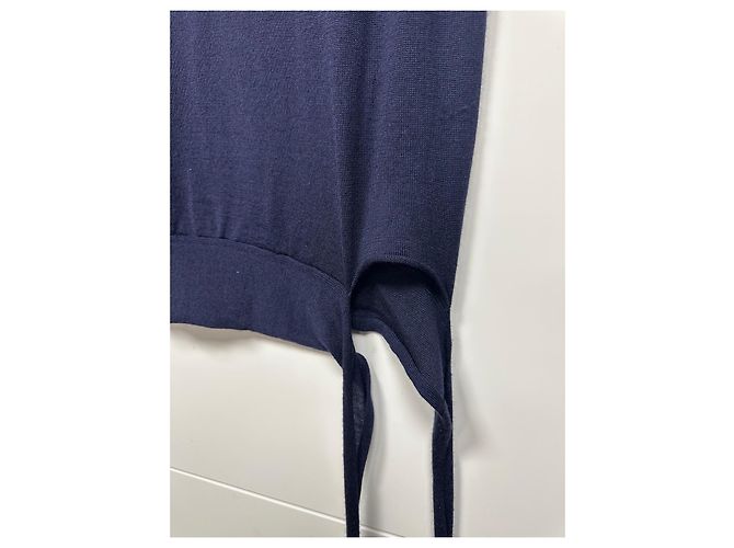 Prada Pulôver de malha fina lã e seda azul-marinho Azul escuro - vista 4