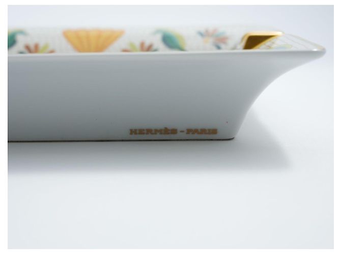 Hermès Naide Change Porzellanschale Mosaik Seepferdchen Braun Weiß Blau Golden Grün Orange - Ansicht 14