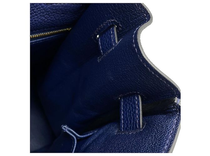Hermès Borsa Hermes Kelly 35 in pelle Togo blu navy - vista 11