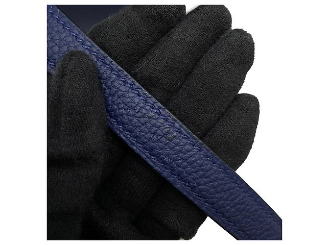Hermès Borsa Hermes Kelly 35 in pelle Togo blu navy - vista 14