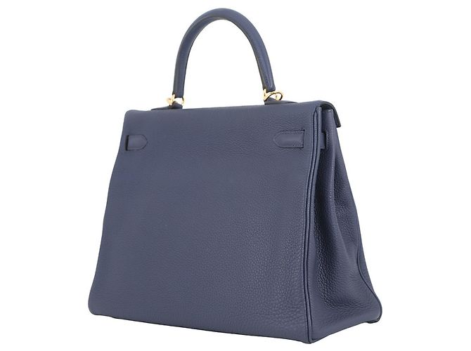 Hermès Borsa Hermes Kelly 35 in pelle Togo blu navy - vista 2