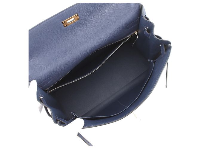 Hermès Borsa Hermes Kelly 35 in pelle Togo blu navy - vista 5
