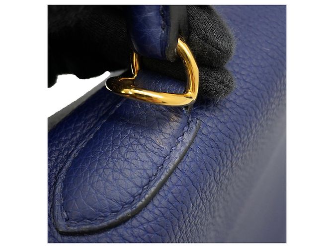 Hermès Borsa Hermes Kelly 35 in pelle Togo blu navy - vista 8