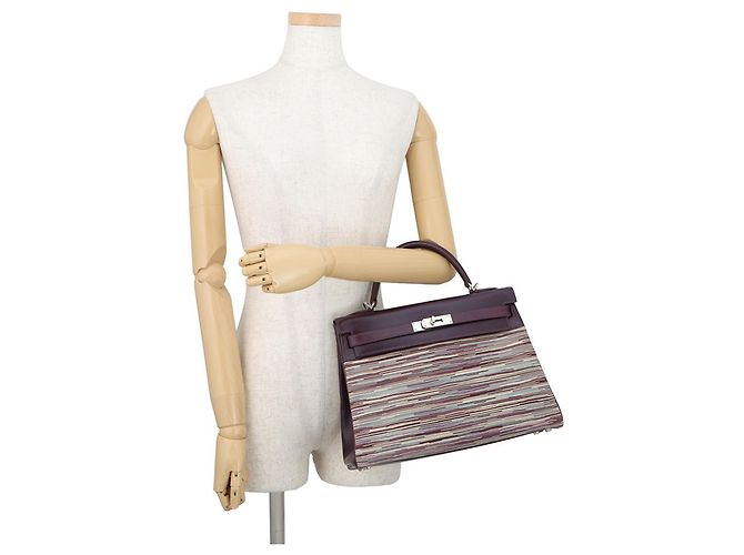Hermès Borsa Hermes Kelly 32 Multicolore Bordò - vista 4