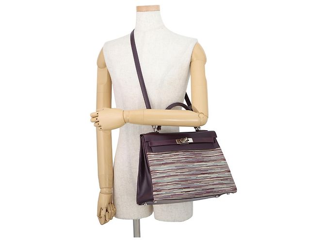 Hermès Borsa Hermes Kelly 32 Multicolore Bordò - vista 5
