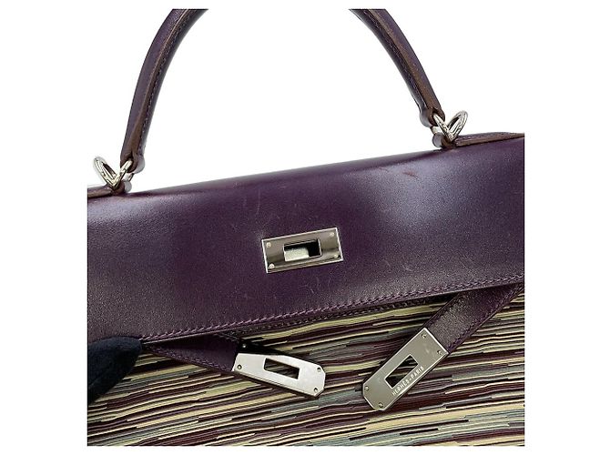 Hermès Borsa Hermes Kelly 32 Multicolore Bordò - vista 7