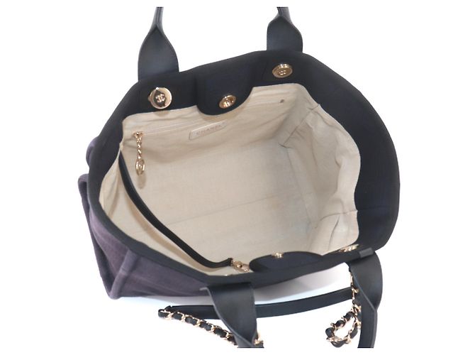 Chanel Deauville Small Tote Handtasche Marineblau - Ansicht 7