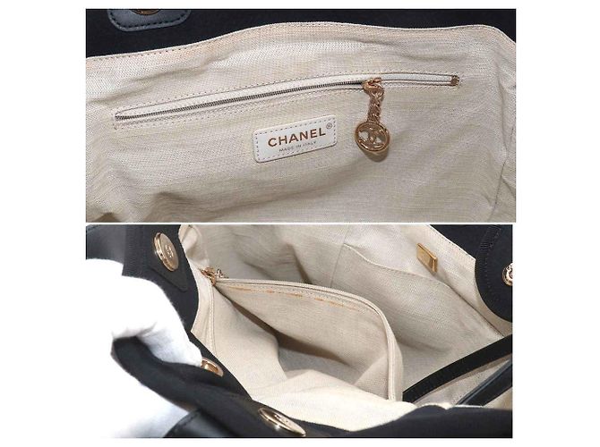Chanel Deauville Small Tote Handtasche Marineblau - Ansicht 9