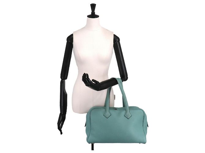 Hermès Borsa Hermes Victoria 35 Blu chiaro - vista 10