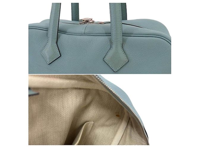Hermès Borsa Hermes Victoria 35 Blu chiaro - vista 9