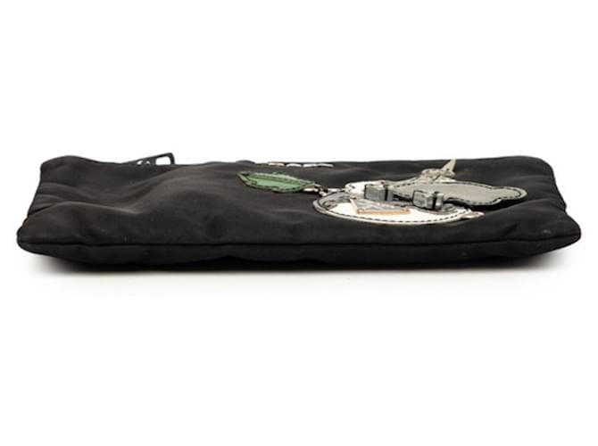 Saffiano Prada Patchwork Handtasche Pouch mit Dreieckslogo Schwarz Mehrfarben - Ansicht 3