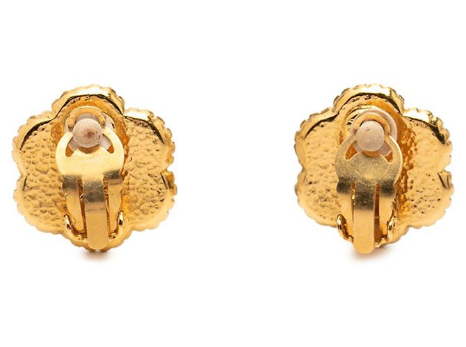 Chanel Coco Mark Blumenmotiv Vintage Clip-Ohrringe Golden - Ansicht 2