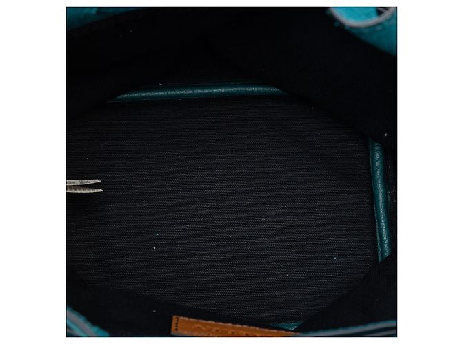 Borsa bucket Burberry Blue Small Mega Check in tela e scamosciato con frange Belgrove - vista 4