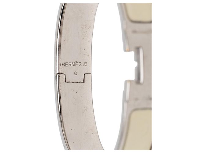 Pulsera Hermès Clic Clac H en esmalte blanco estrecho PM Crudo - vista 4
