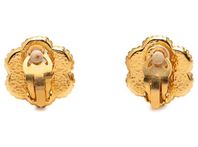 Orecchini a clip Chanel Gold CC placcati oro fiore D'oro - vista 2