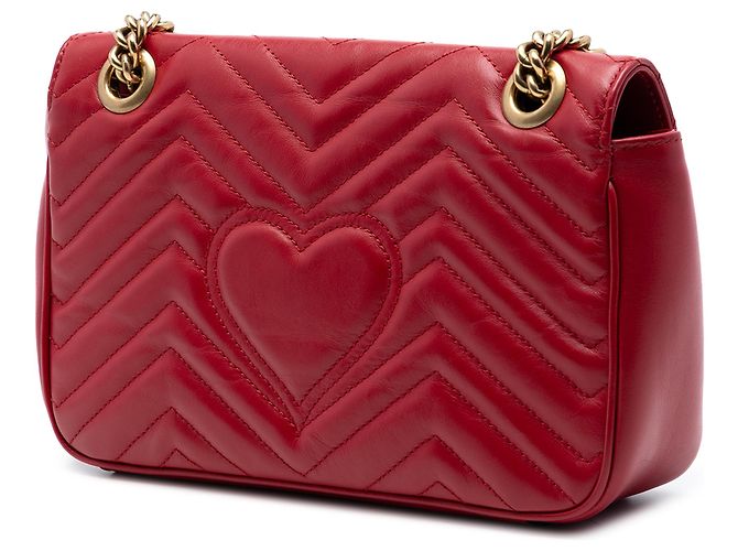 Gucci Red Medium GG Marmont Matelasse Schultertasche aus Kalbsleder Rot - Ansicht 2