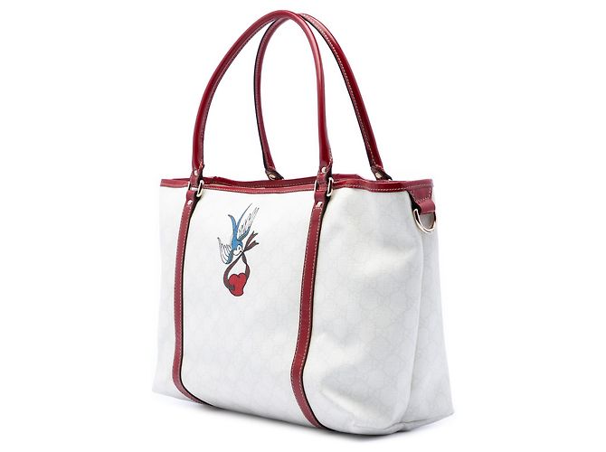 Tote Gucci White Medium GG Supreme Tattoo Heart Joy - vista 2