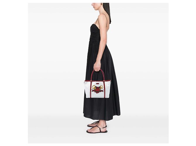 Tote Gucci White Medium GG Supreme Tattoo Heart Joy - vista 6