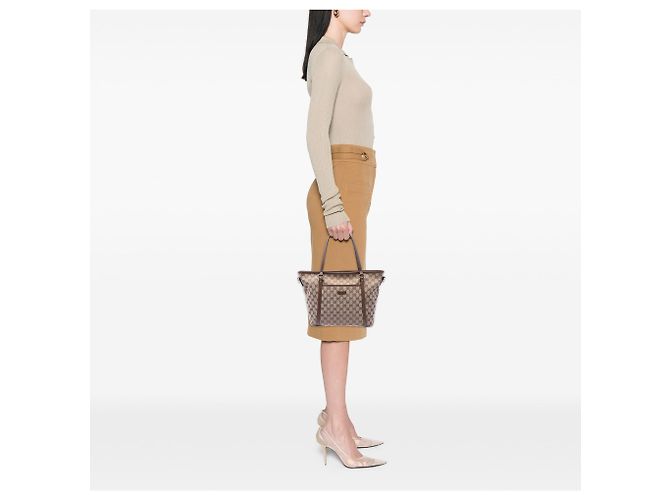 Borsa Tote Convertible Gucci Beige GG Canvas Joy - vista 6