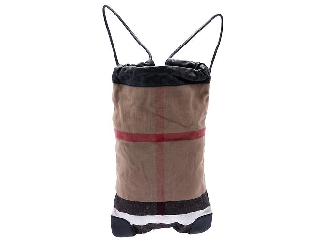 Burberry Brown Mega Check Canvas Drawstring Rucksack Braun Hellbraun - Ansicht 6