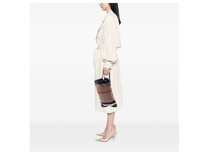 Burberry Brown Mega Check Canvas Drawstring Rucksack Braun Hellbraun - Ansicht 7