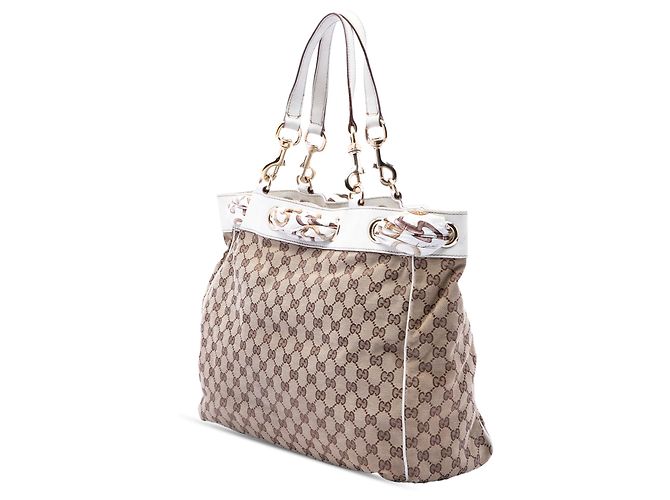 Gucci Positano Tote aus beigem GG Canvas - Ansicht 2