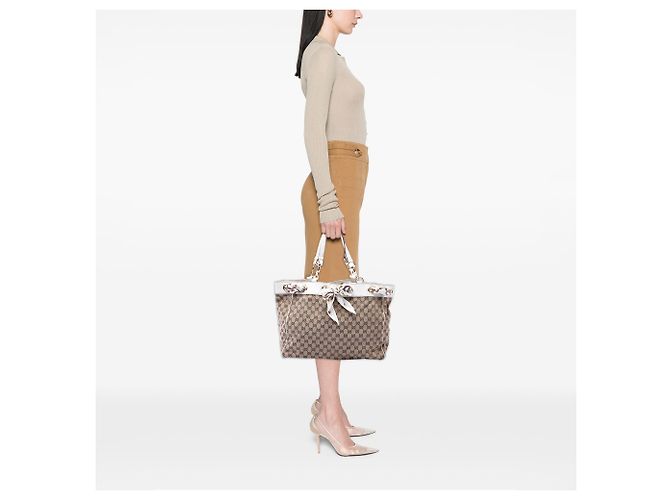 Gucci Positano Tote aus beigem GG Canvas - Ansicht 6