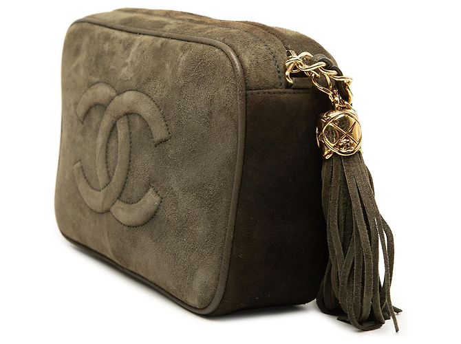Camera Borsa a tracolla Chanel Brown CC in scamosciato con nappa Marrone Cachi - vista 2