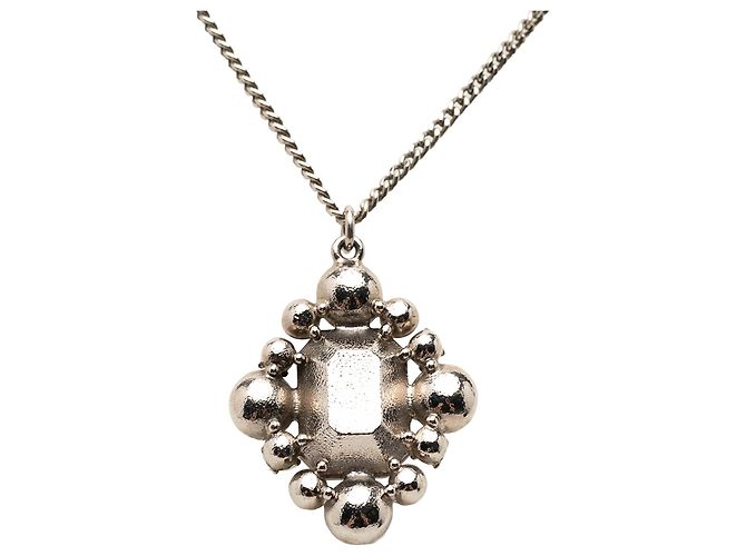 Collana con pendente Chanel Silver CC Brass Strass Argento - vista 3