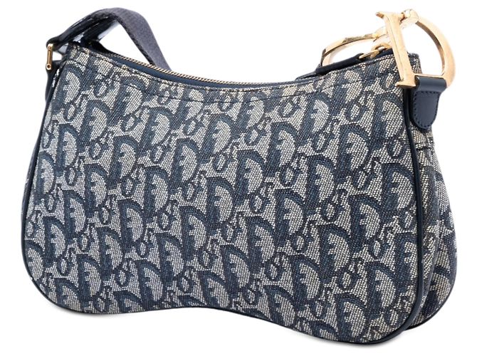 Dior Blue Diorissimo Trotter Canvas Double Saddle Crossbody Blu navy - vista 2