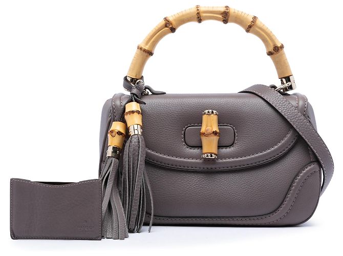 Borsa Gucci New Bamboo in pelle marrone Medium Taupe - vista 7
