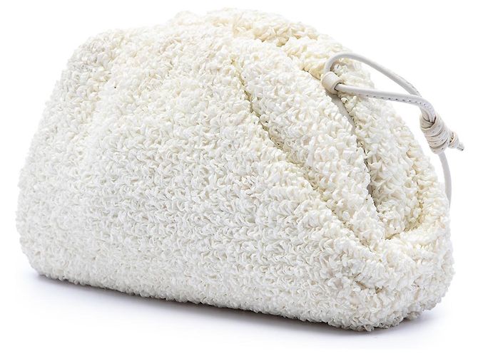 Bottega Veneta White Boucle Raffia The Mini Pouch Crossbody Bianco Crudo - vista 2
