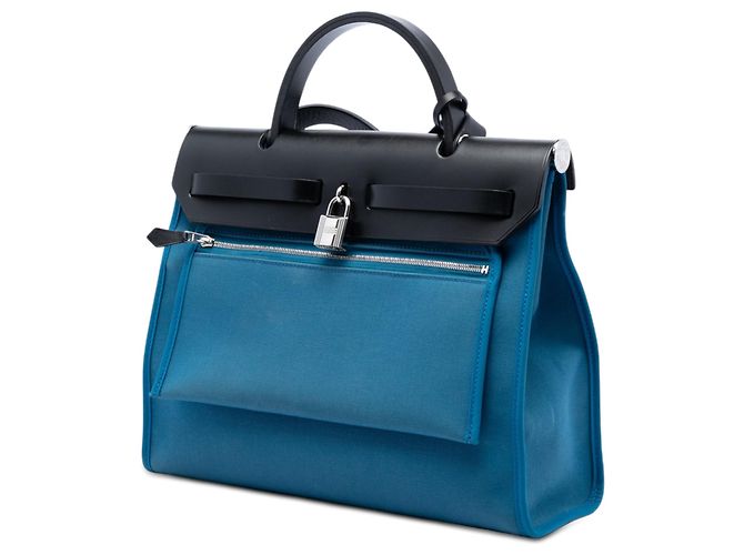 Hermès Blue Toile Herbag Zip 31 - vista 2
