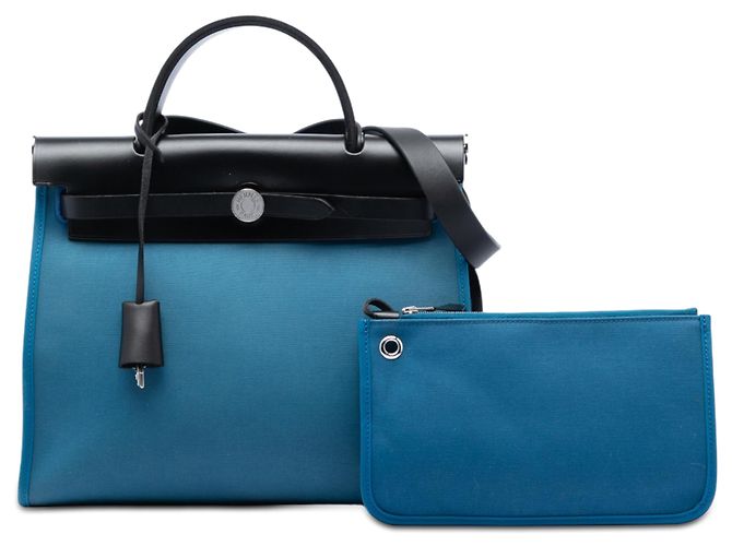 Hermès Blue Toile Herbag Zip 31 - vista 6